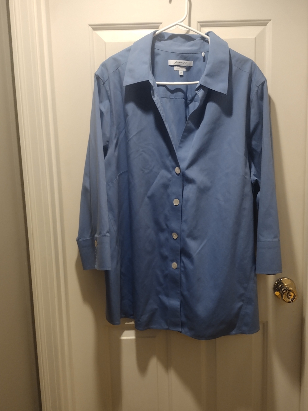 Foxcroft Light Blue Long-Sleeve Button-Down Shirt